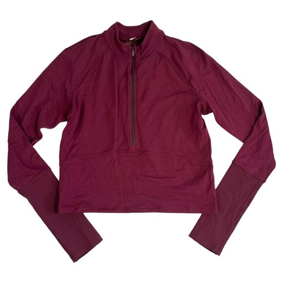Lululemon Small Burgundy Maroon Its Rulu Long Sleeve Top 1/2 Zip Pullover Jacket - Picture 1 of 13